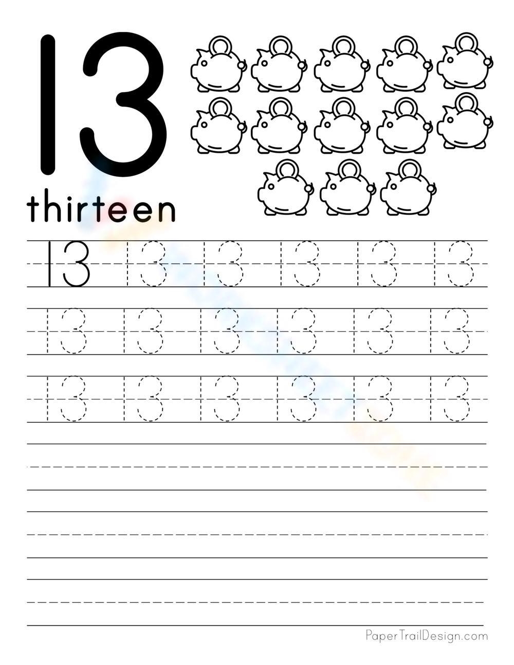 number 13 worksheet preschool