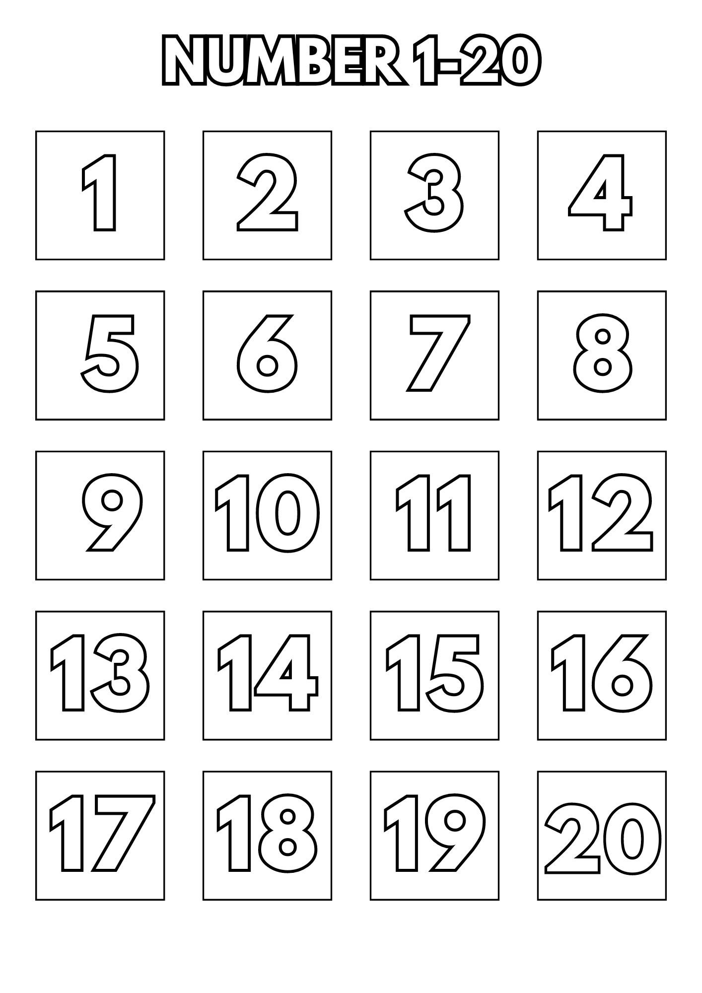 numbers 1-20 printable