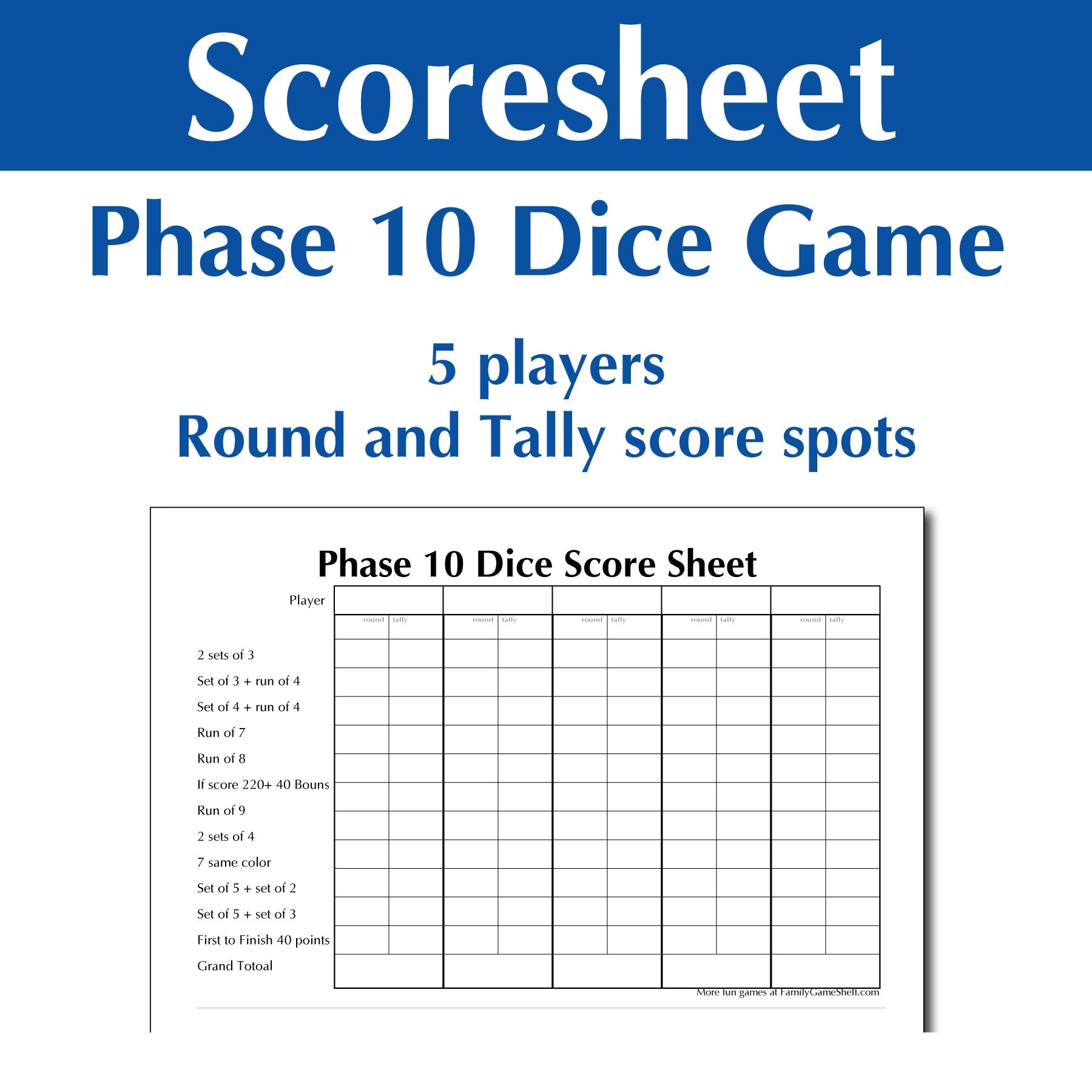 phase ten score sheet phase ten score sheet