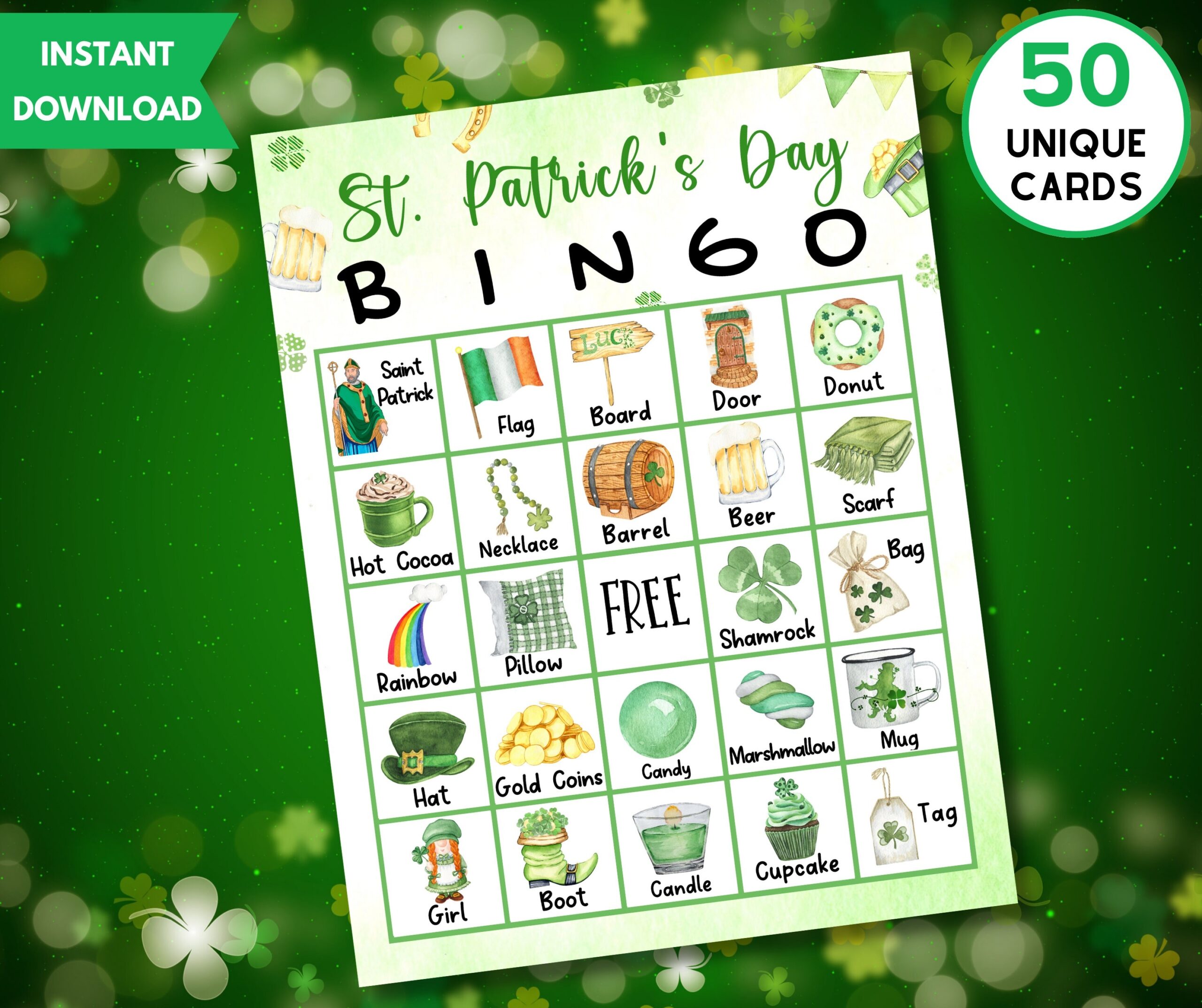 st patrick's day bingo cards