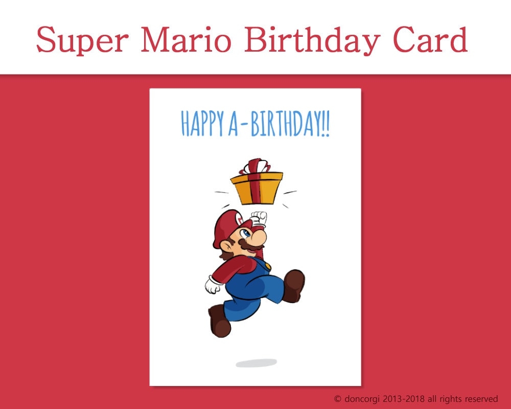 Printable Super Mario Birthday Card Greeting Cards Digital Card Gaming Card Super Mario Bros Happy Birthday INSTANT DOWNLOAD Etsy