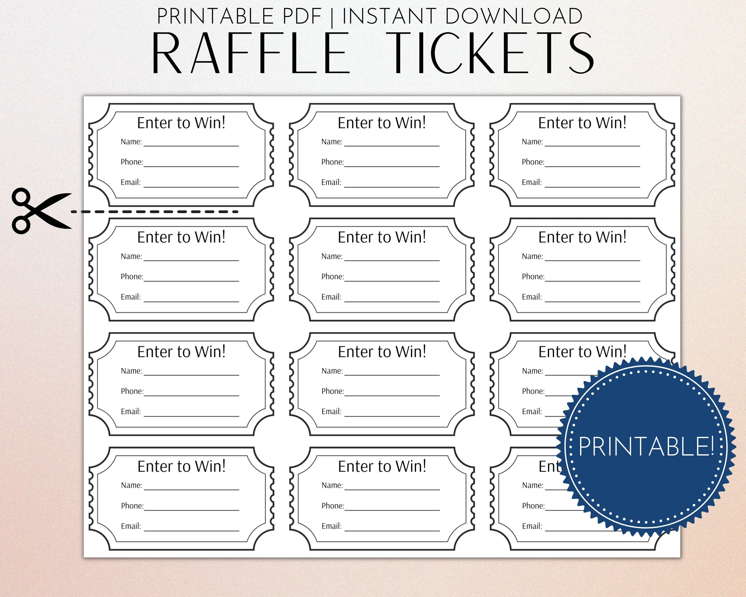 Printable Tickets For Raffle Printable Party Favors Printable Tickets For Raffle Printable Party Favors