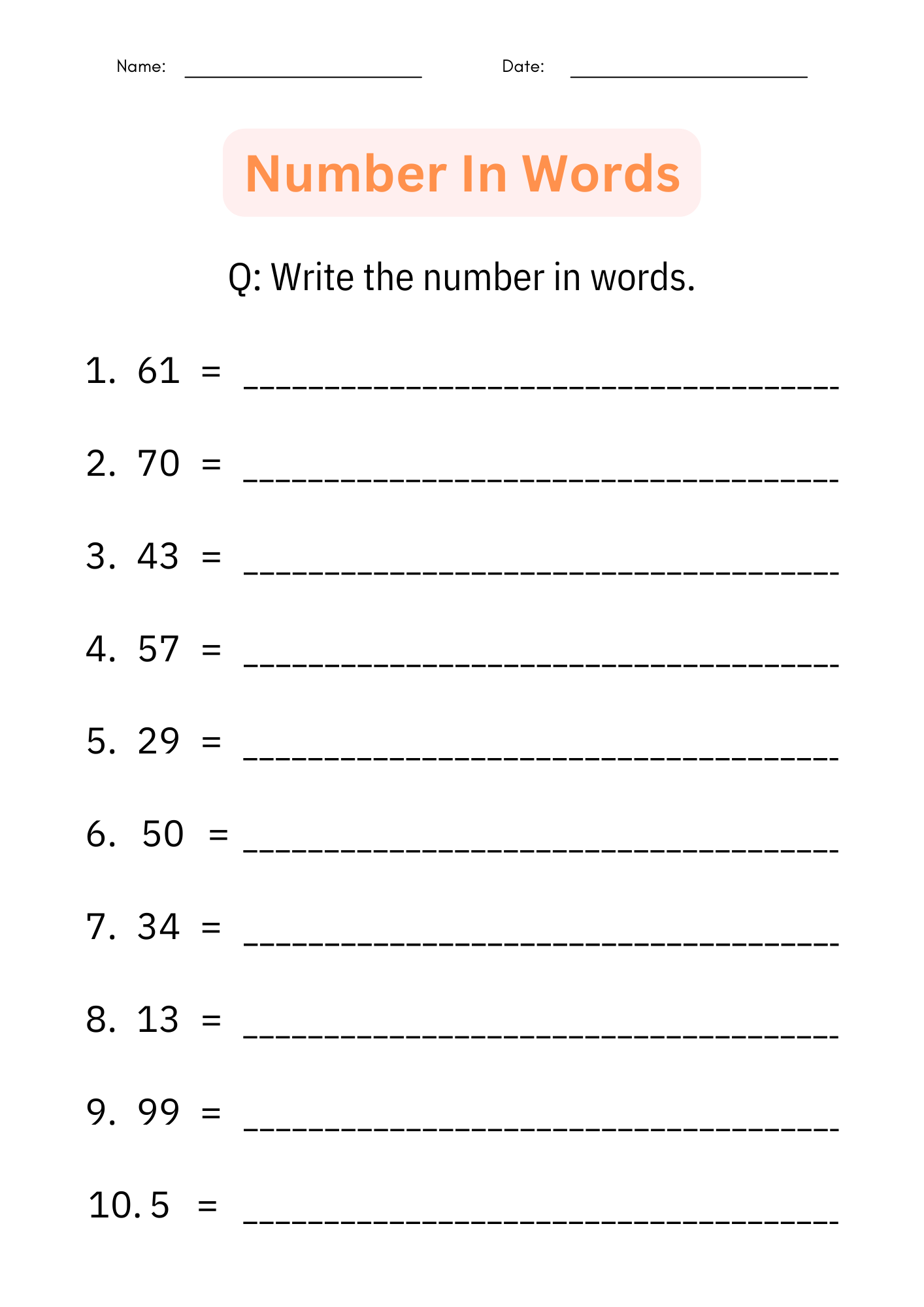 Printable Writing Number Words 1 To 100 Worksheets For Kindergarten Made By Teachers Printable Writing Number Words 1 To 100 Worksheets For Kindergarten Made By Teachers