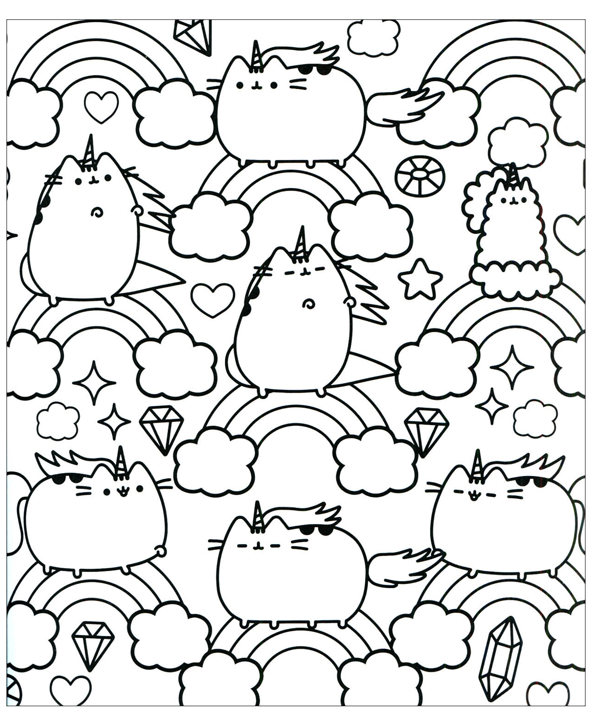 Pusheen Rainbow Pusheen Coloring Pages