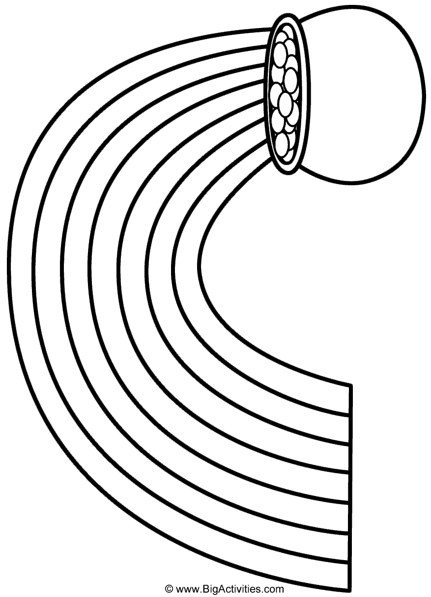 Rainbow And Pot Of Gold Landscape Coloring Page Nature 