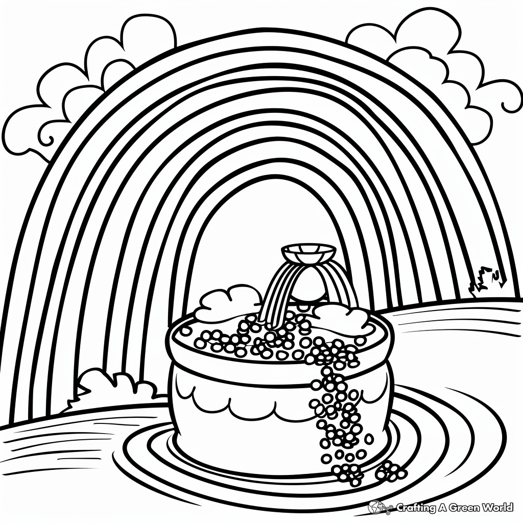 rainbow and pot of gold coloring page