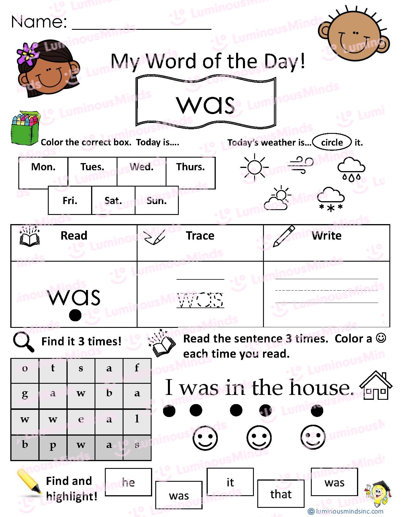 Reading Comprehension Worksheets My Word Of The Day Was