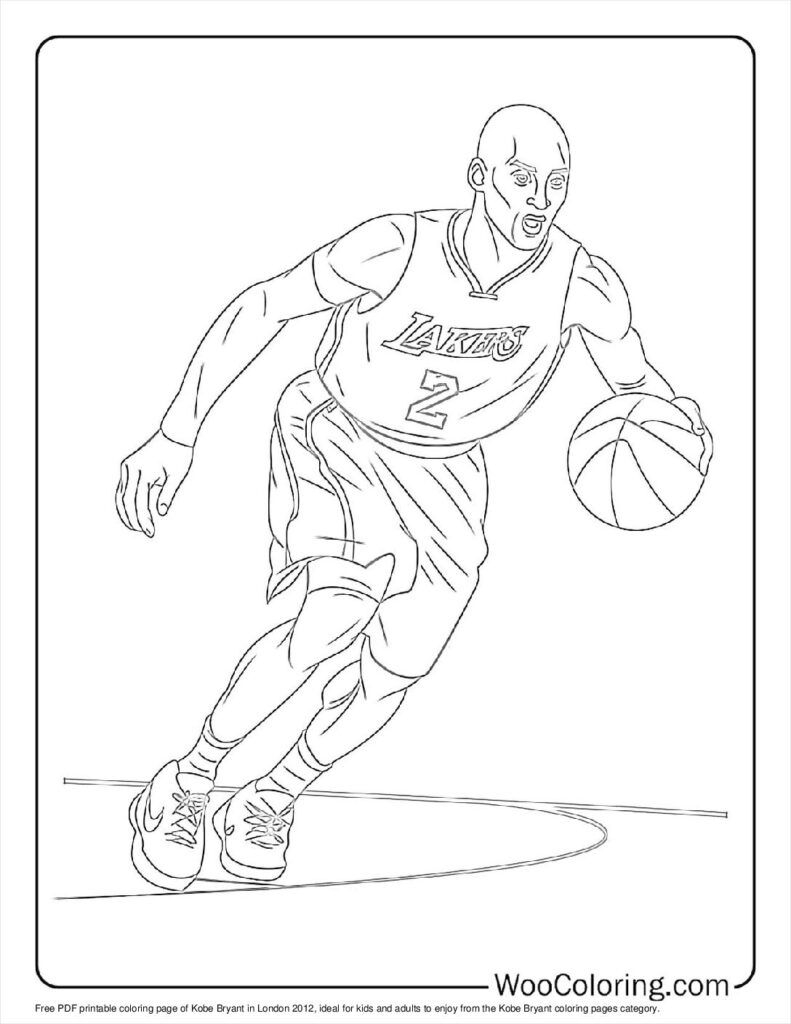 kobe playing basketball coloring page