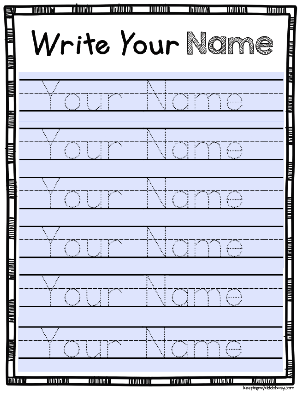 name writing sheets
