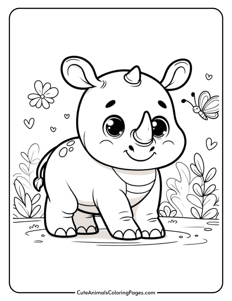 Rhino Coloring Pages 5 Free Printable Pages Cute Animals Coloring Pages