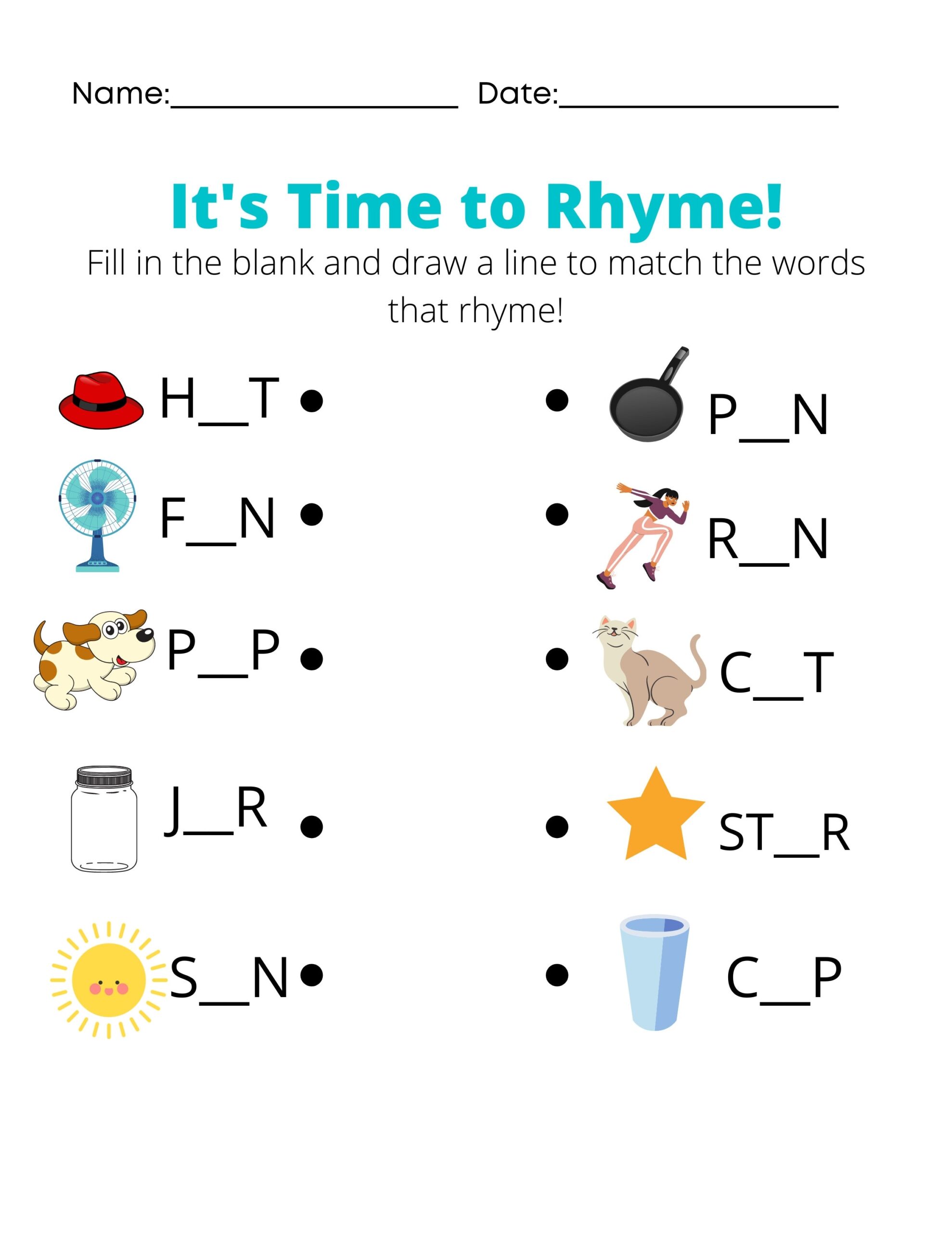 Rhyming Words Printable Worksheets Kindergarten First Grade Etsy Rhyming Words Printable Worksheets Kindergarten First Grade Etsy