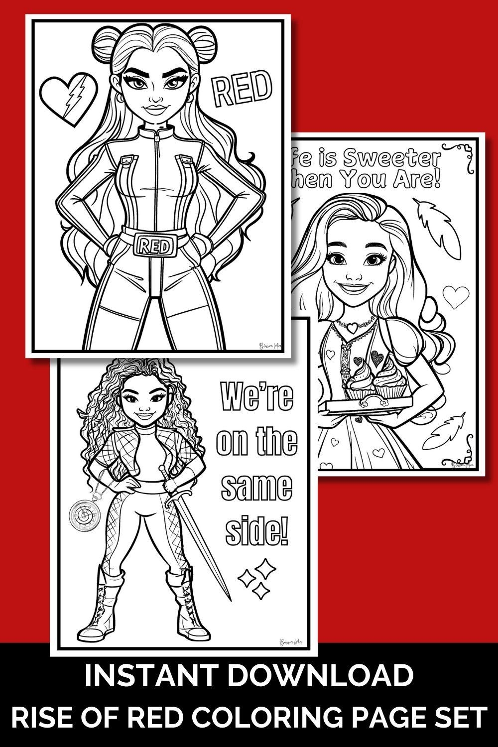 Rise Of Red Coloring Pages Descendants Color Sheets Kids Party Activity Book Wicked Wonderland Birthday Download Printable PDF Etsy Denmark