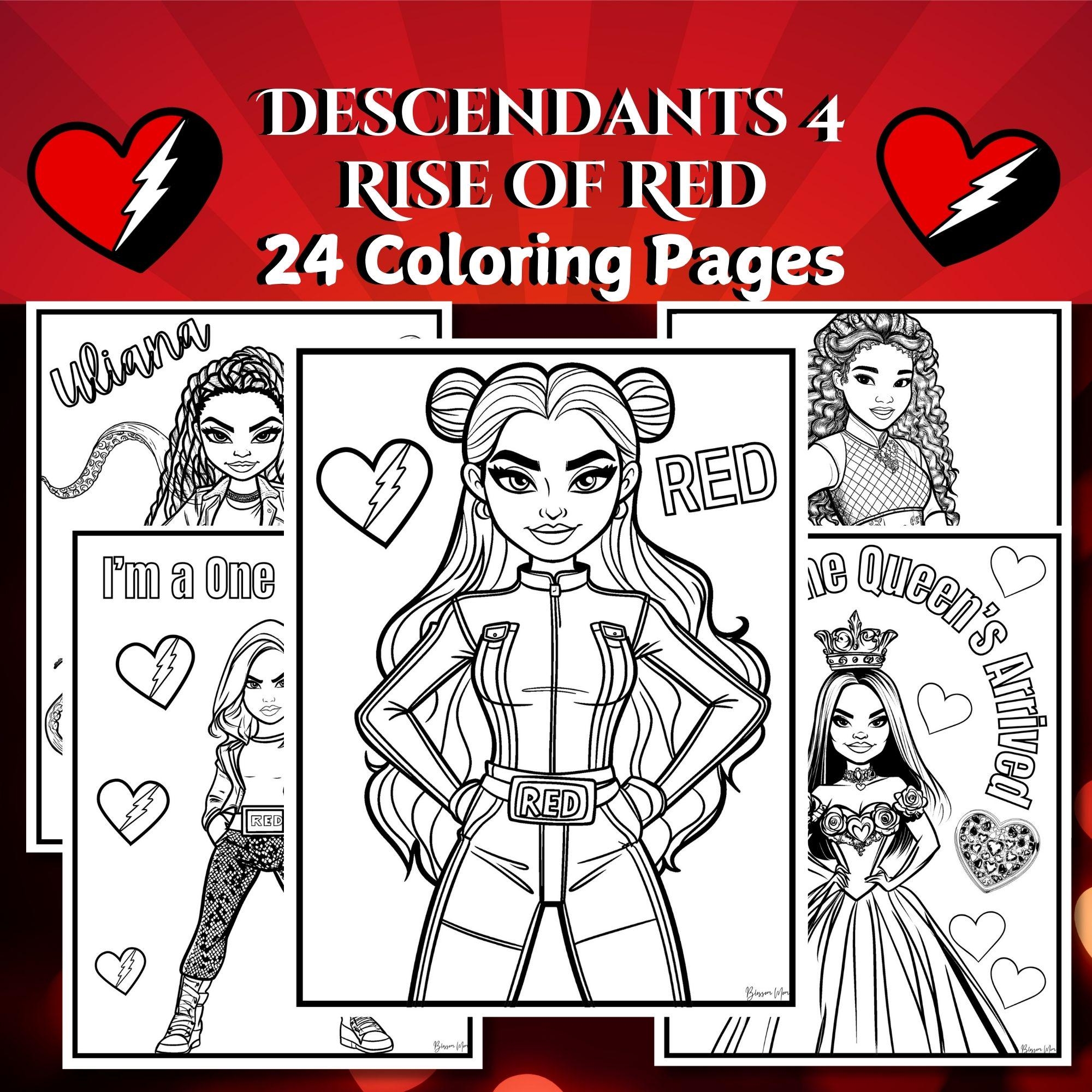 Rise Of Red Coloring Pages Descendants Color Sheets Kids Party Activity Book Wicked Wonderland Birthday Download Printable PDF Etsy Sweden