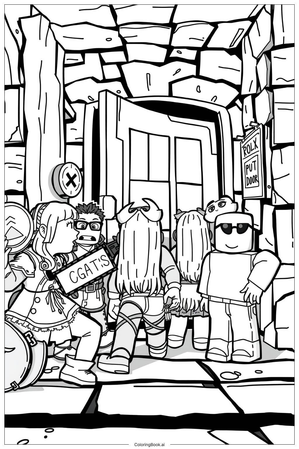 Roblox Doors Seek Escape Challenge 2 Coloring Page Free PDF PNG Printable 