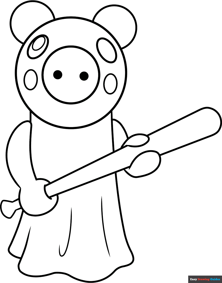 Roblox Piggy Coloring Page Easy Drawing Guides