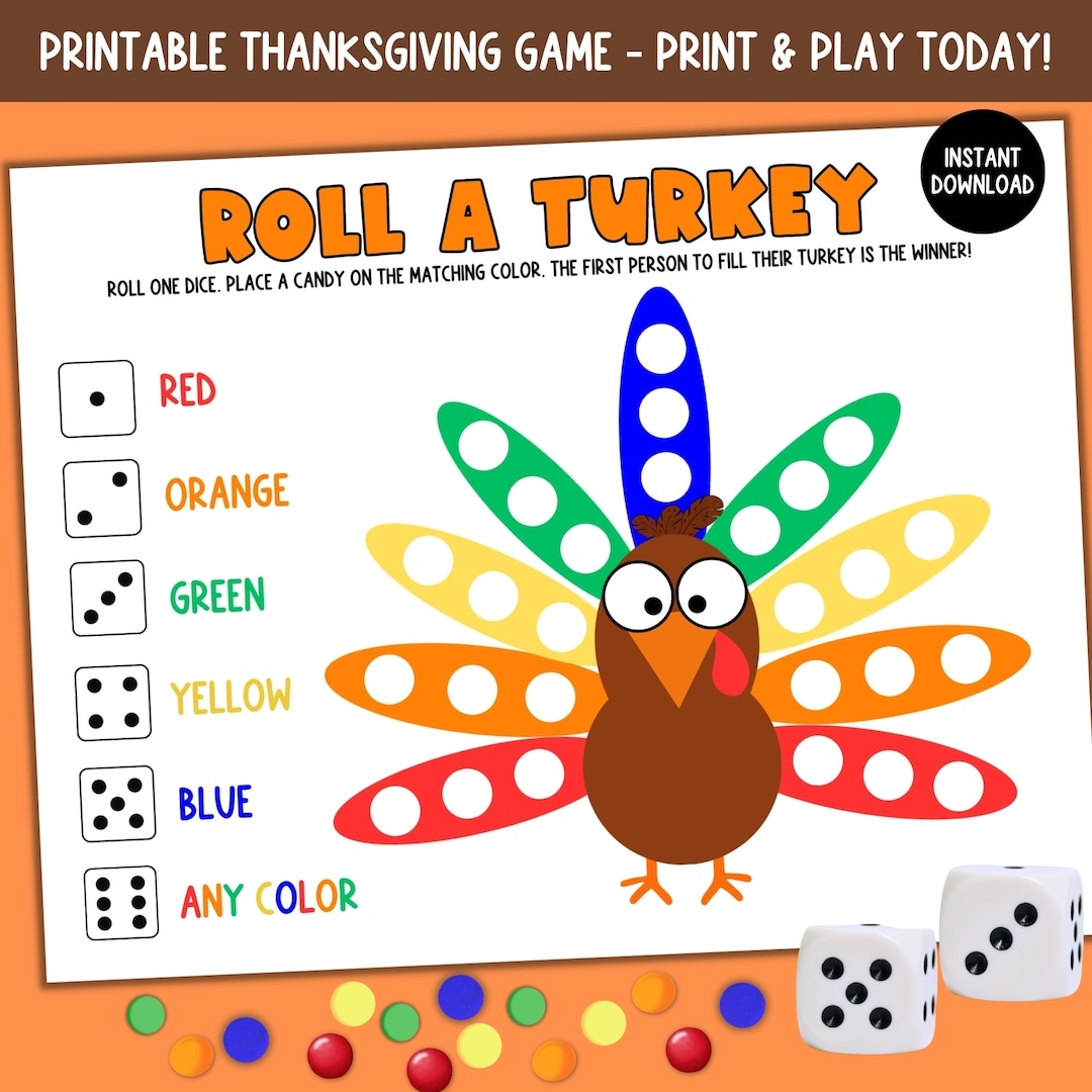 Roll A Turkey Dice Game Printable Thanksgiving Activity For Kids And Adults Classroom Thanksgiving Game Office Party Game Etsy Roll A Turkey Dice Game Printable Thanksgiving Activity For Kids And Adults Classroom Thanksgiving Game Office Party Game Etsy
