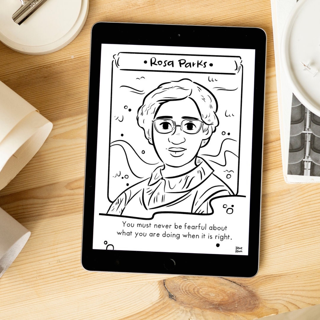 Rosa Parks Coloring Page Black History Month Activity digital Download Etsy Rosa Parks Coloring Page Black History Month Activity digital Download Etsy
