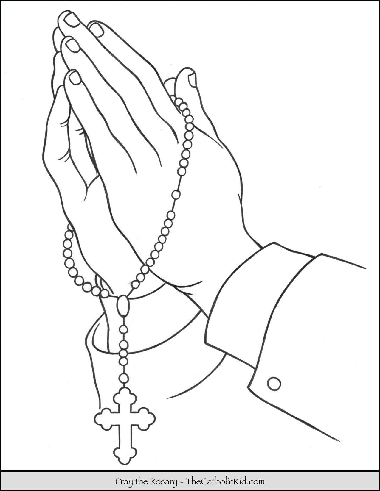 Rosary Hands Praying Coloring Page TheCatholicKid