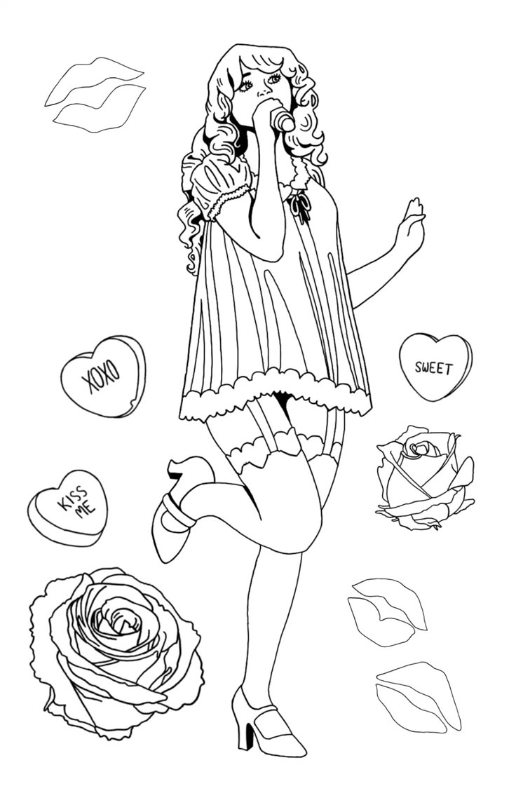 Sabrina Carpenter Babydoll Dress Coloring Page