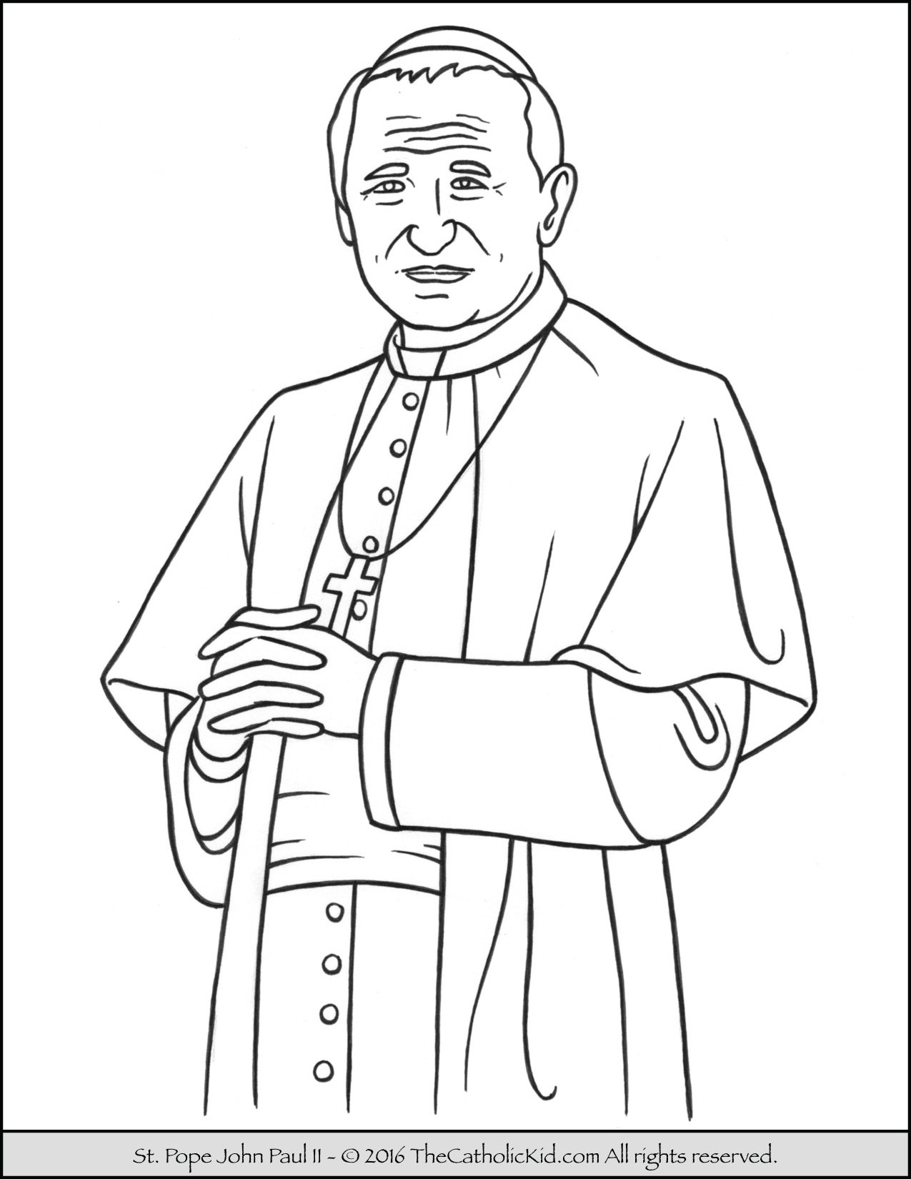 Saint Pope John Paul II Coloring Page TheCatholicKid