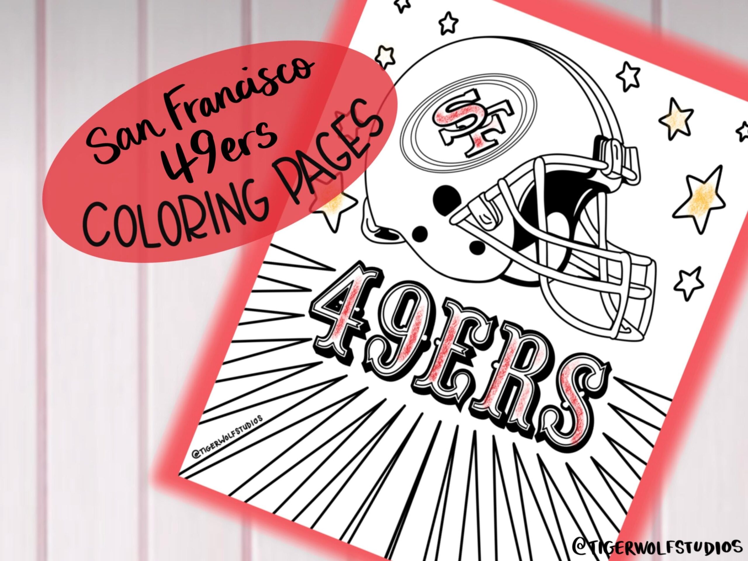 San Francisco 49ers Coloring Pages Digital Download party Kids Activities Toddler Drawing Football Superbowl Etsy