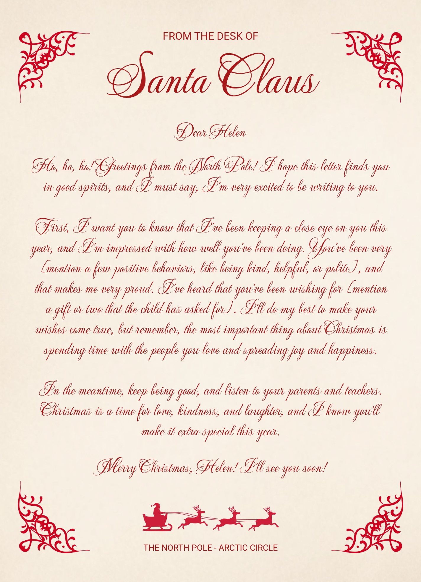 free printable santa claus stationary