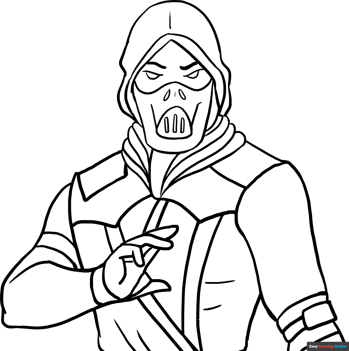 Scorpion From Mortal Kombat Coloring Page Easy Drawing Guides