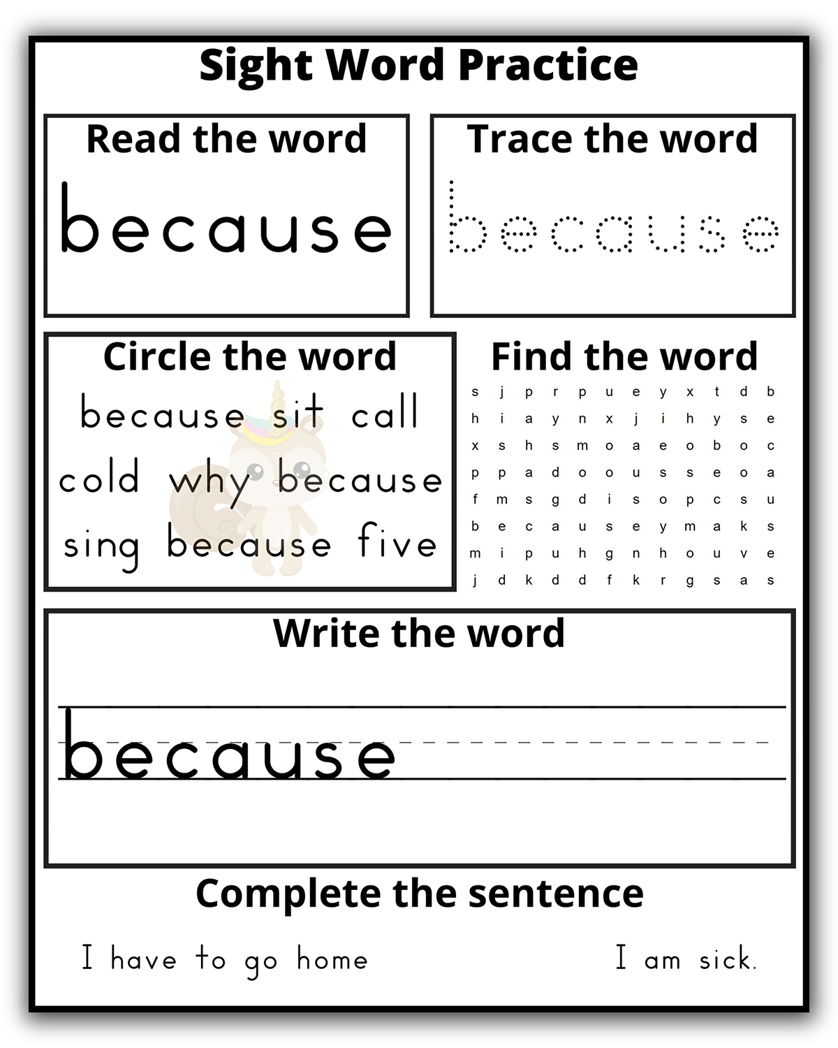 sight word practice sheets
