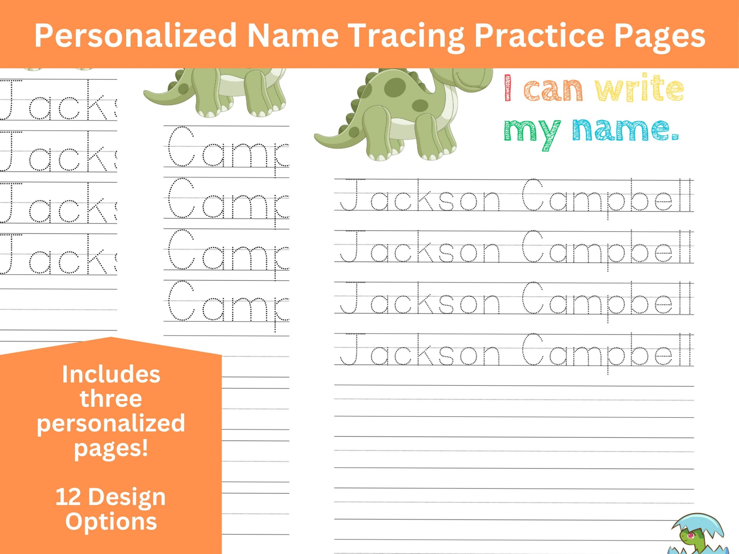 Set Of 3 Personalized Name Tracing Page Perfect For Toddler Preschool And Kindergarten Etsy