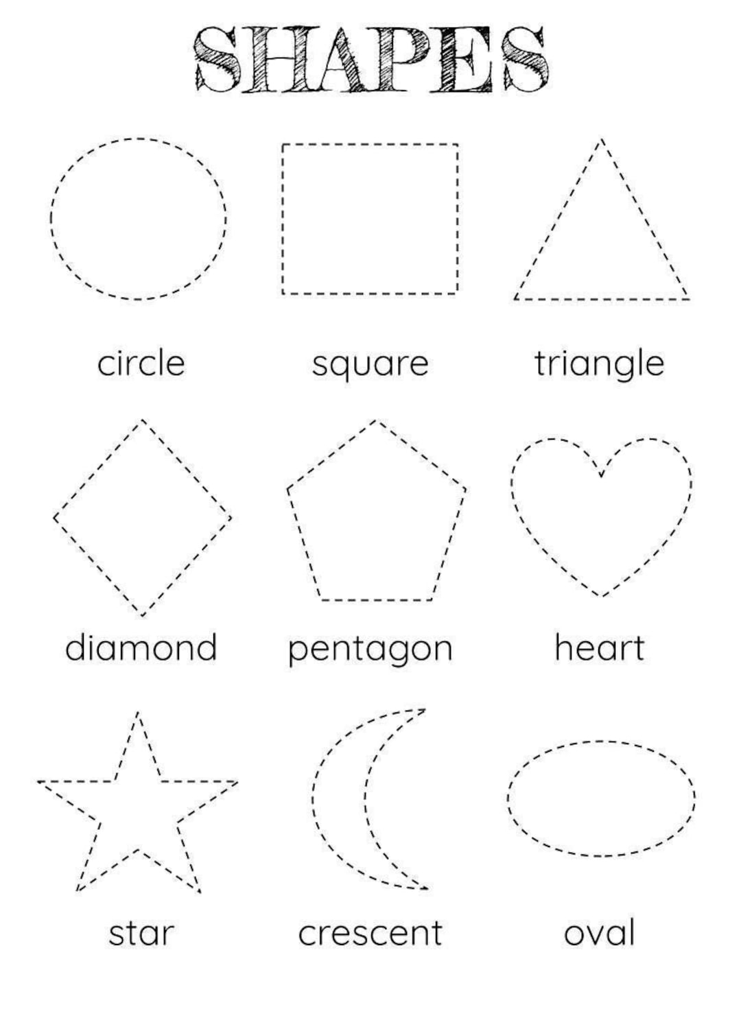Shape Tracing Worksheet Montessori Shapes For Preschool Kindergarten PDF Etsy Hong Kong