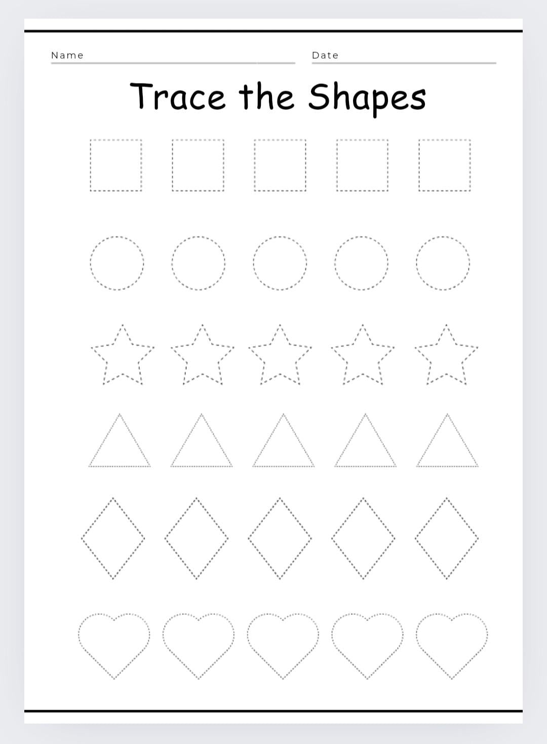 Shape Tracing Worksheets Etsy