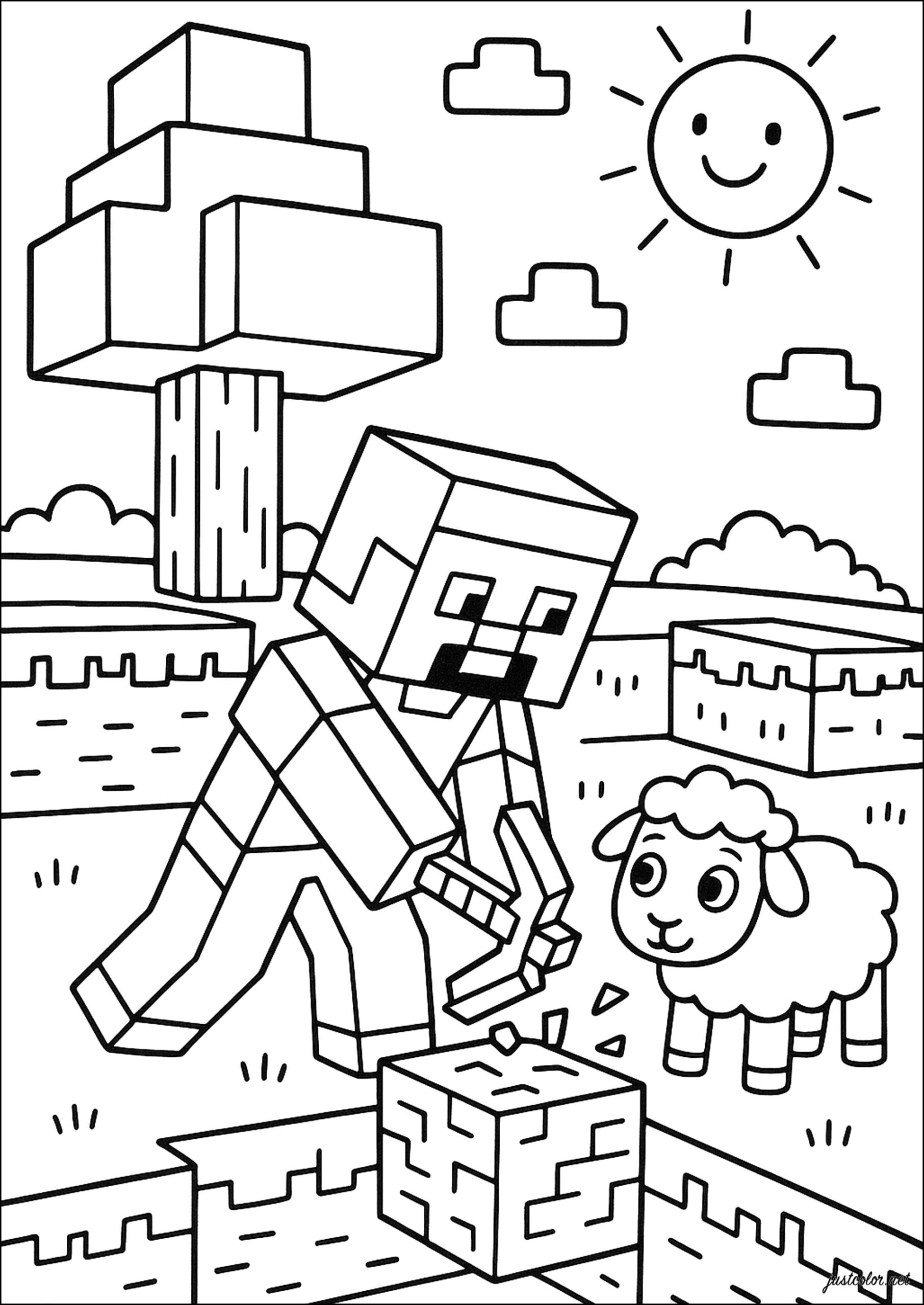 printable minecraft coloring sheets