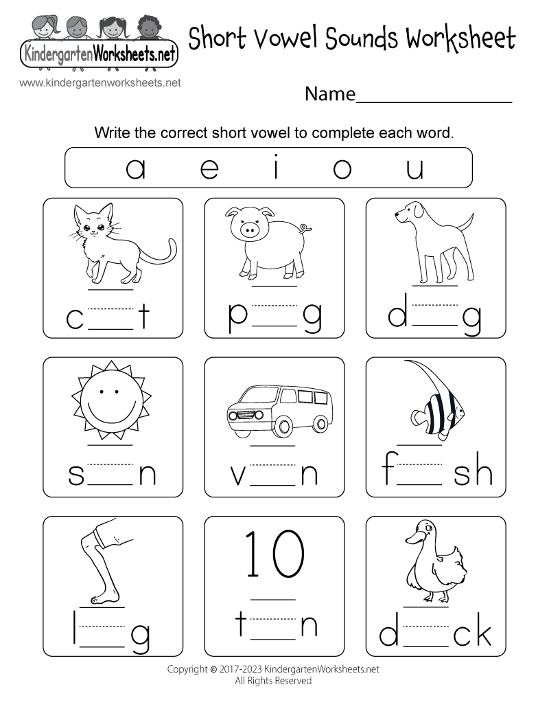 vowels worksheets for kindergarten