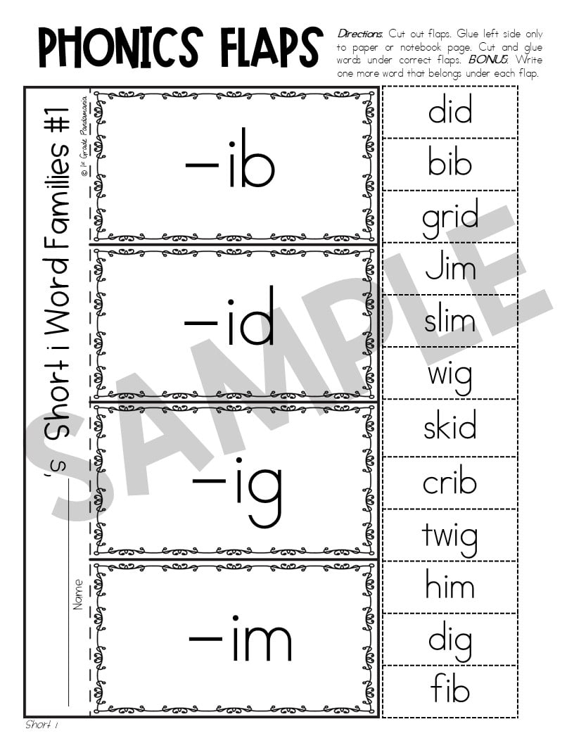 Short Vowel Worksheets Phonics Activities Short I 1st Grade Pandamania