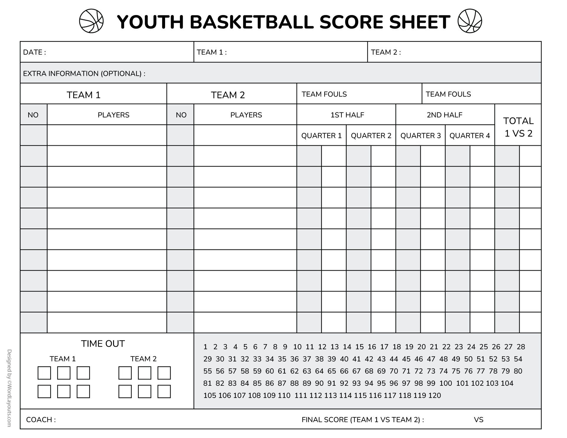 Shot Chart Basketball Score Sheet Template WordLayouts Shot Chart Basketball Score Sheet Template WordLayouts