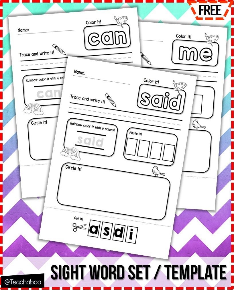 Sight Word Editable Template FREE Teachaboo