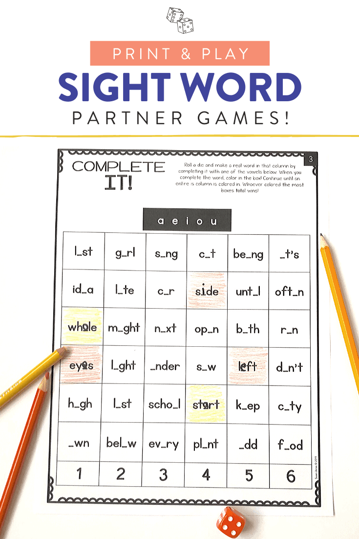 Sight Word Games For Kids Susan Jones Teaching