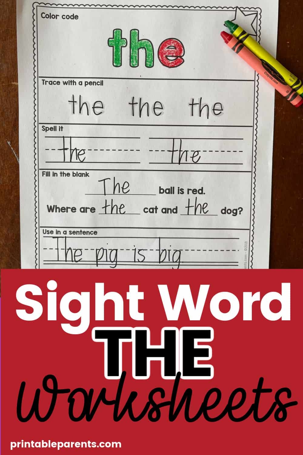 Sight Word The Worksheets Printable Parents