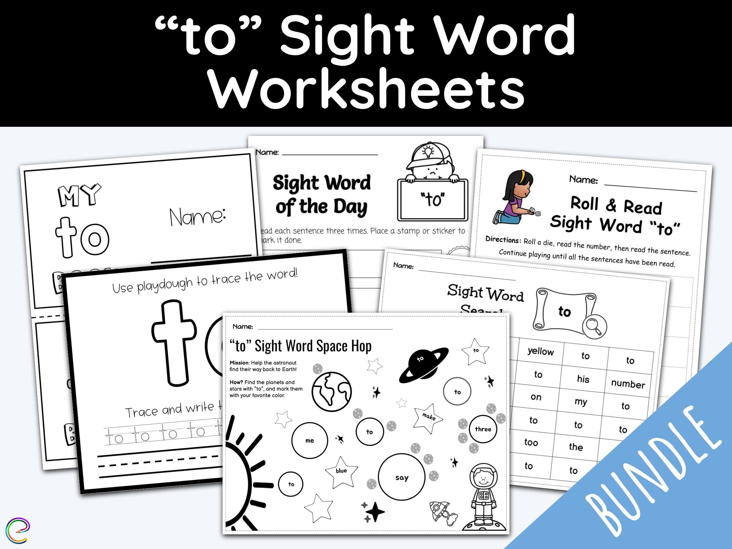 Sight Word Worksheet To Sight Word Sight Word Printable Learning Activities Reading Printable Early Learning Teacher Resources Etsy