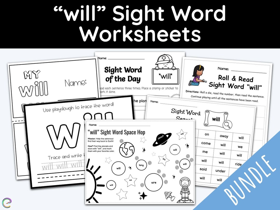 Sight Word Worksheet Will Sight Word Sight Word Printable Learning Activities Reading Printable Early Learning Teacher Resources Etsy
