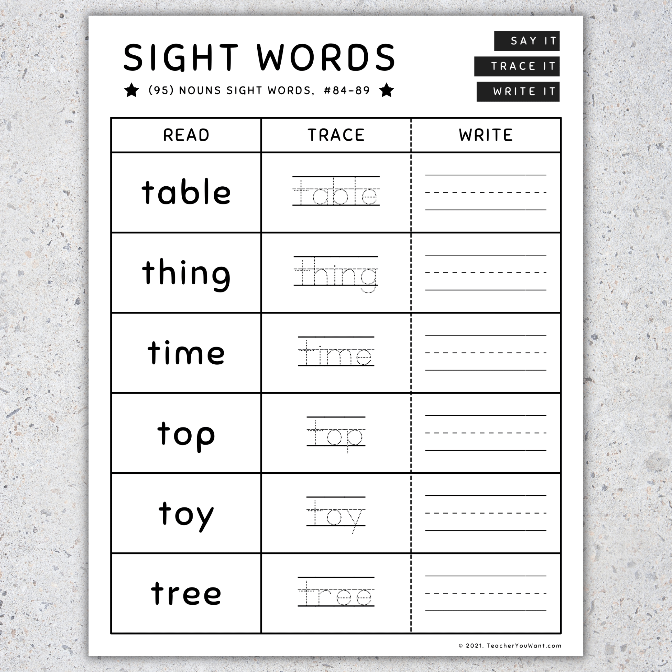 Sight Words Bundle RTW Worksheets Pre K To 3rd Grade 95 Nouns SET 4 Made By Teachers