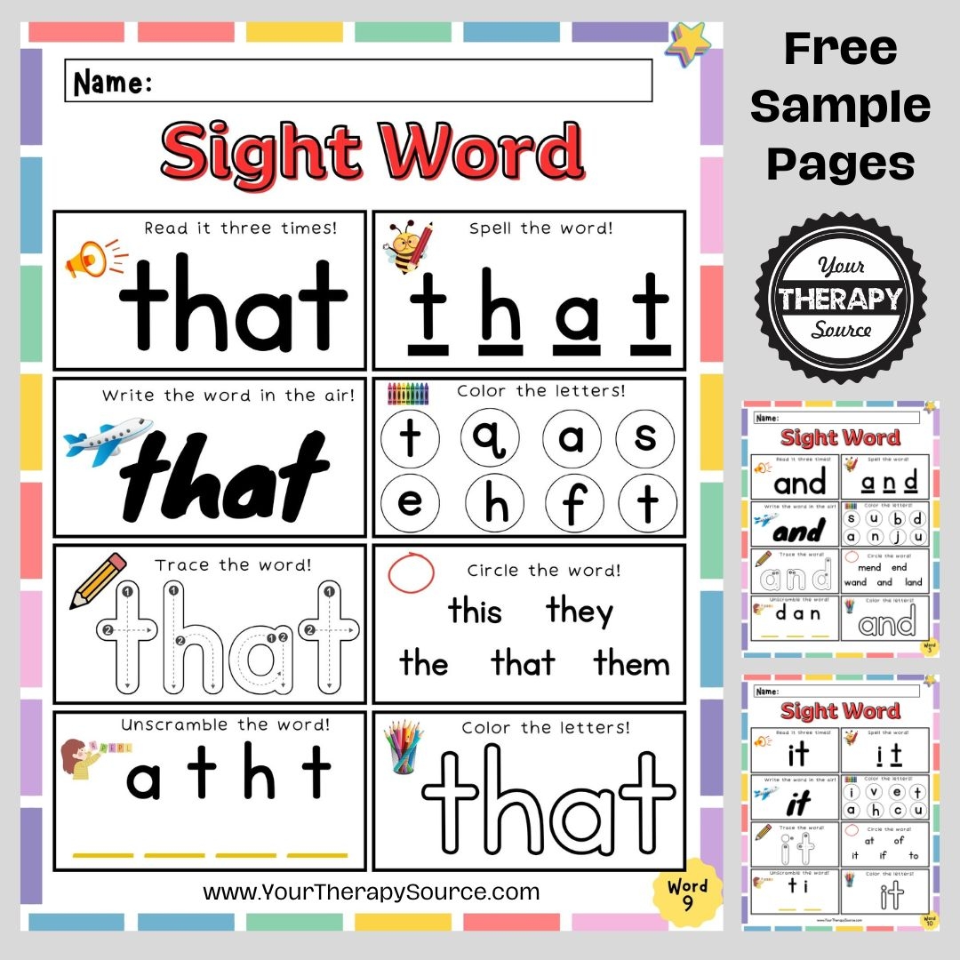 free sight words worksheets