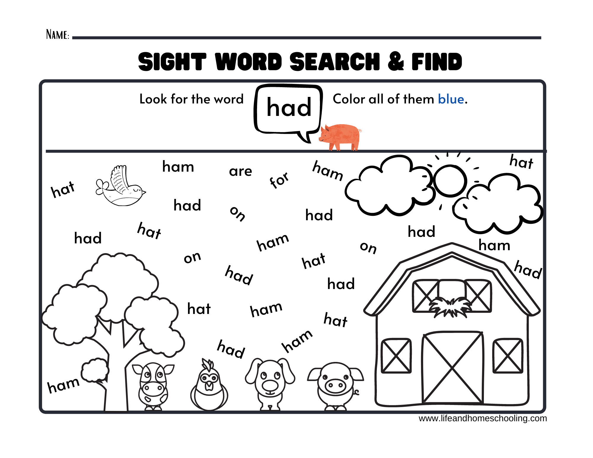 sight word printables