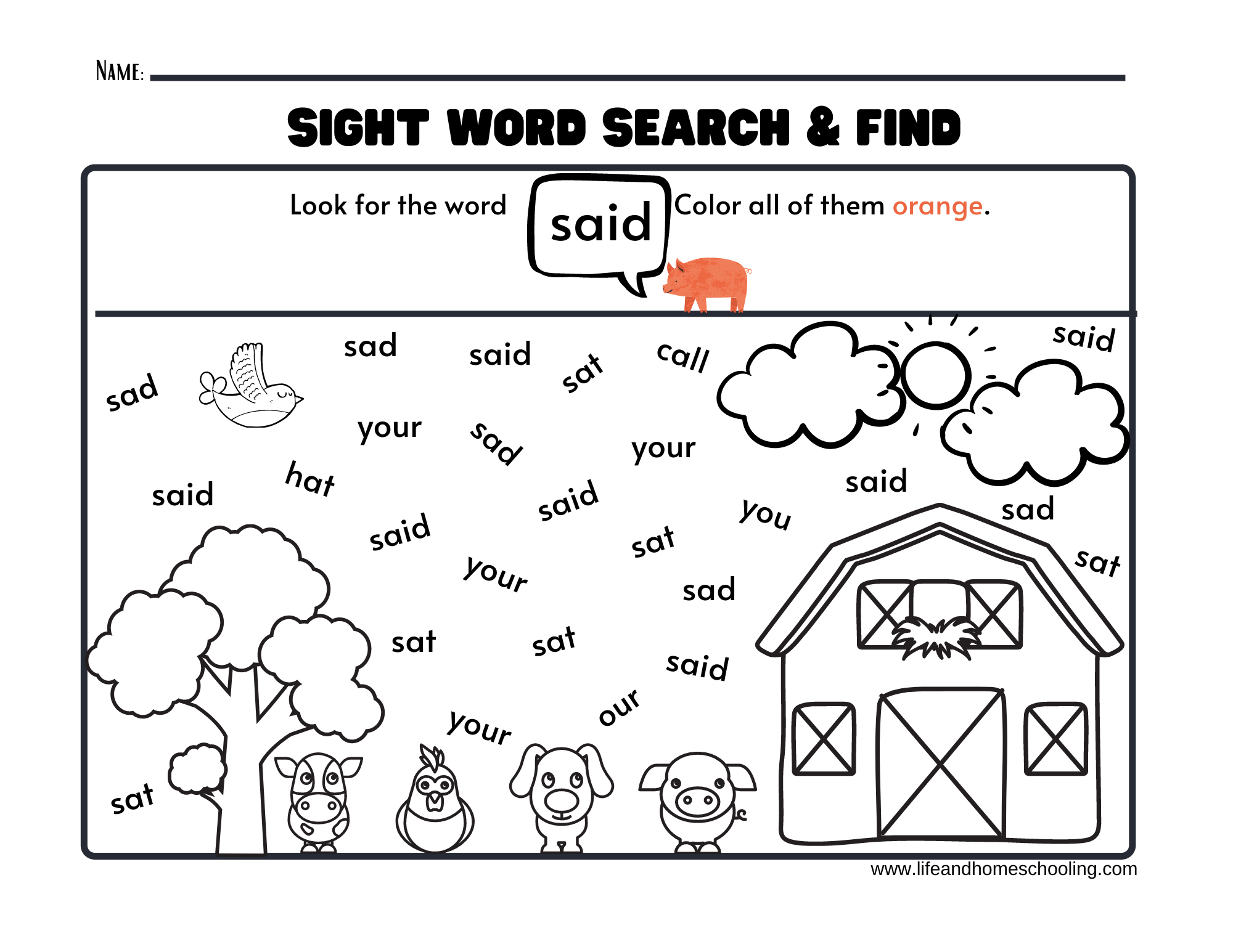 sight word activities for kindergarten