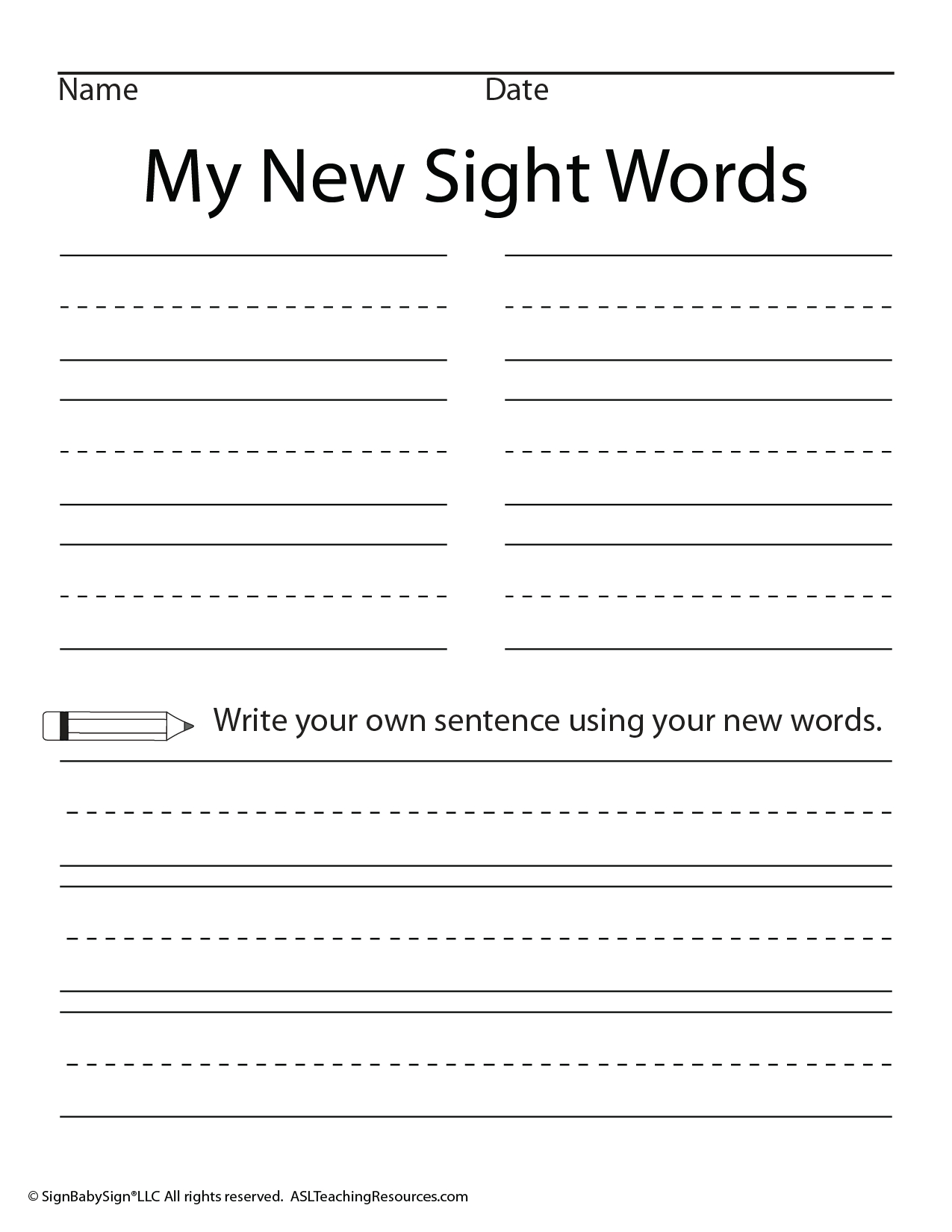 Sight Words Worksheets I CAN SEE THE ASL Teaching Resources