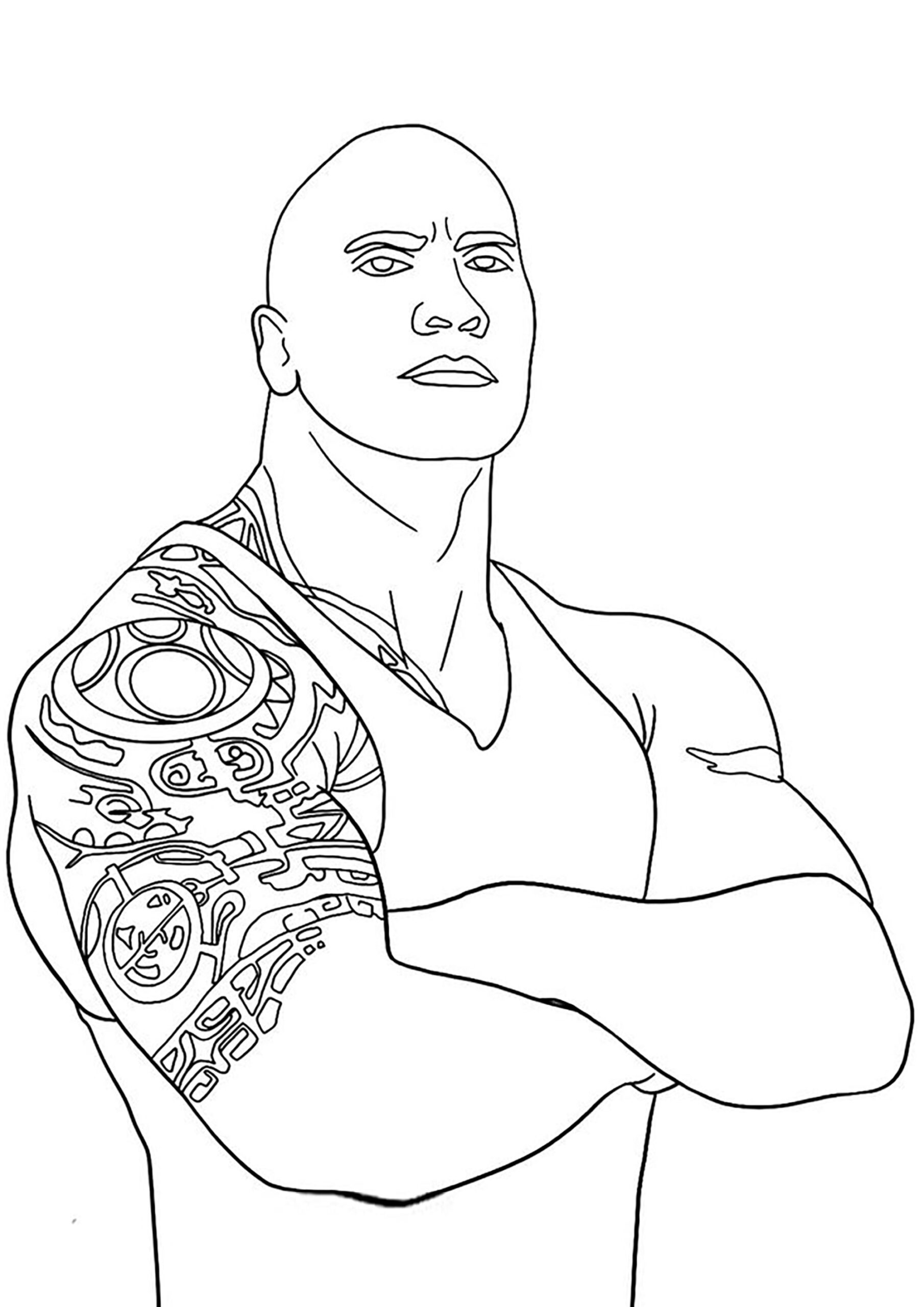Simple Coloring Of The Rock WWE Coloring Pages