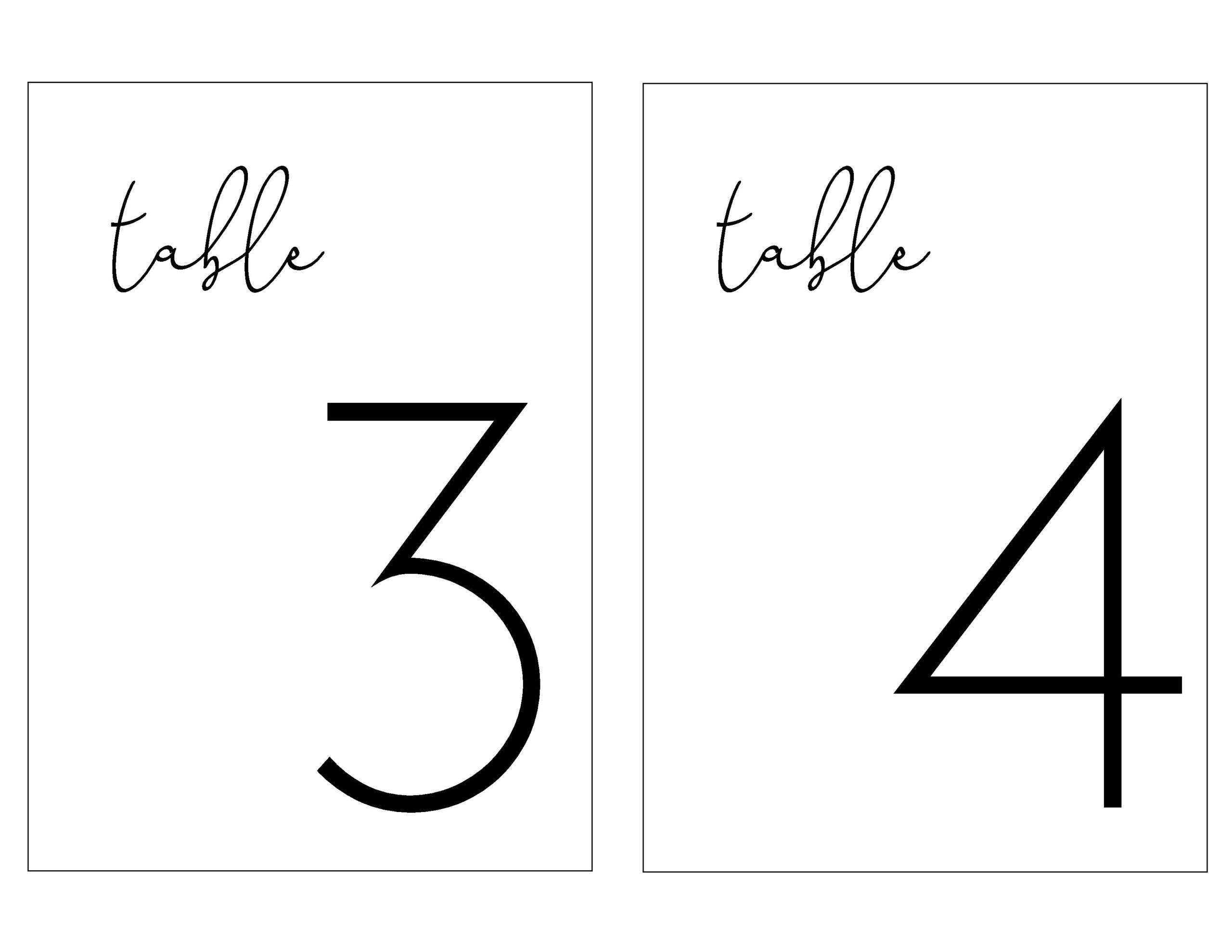 Simple Table Numbers Set Of 40 Instant Digital Download 5 7 Wedding Bliss Planner