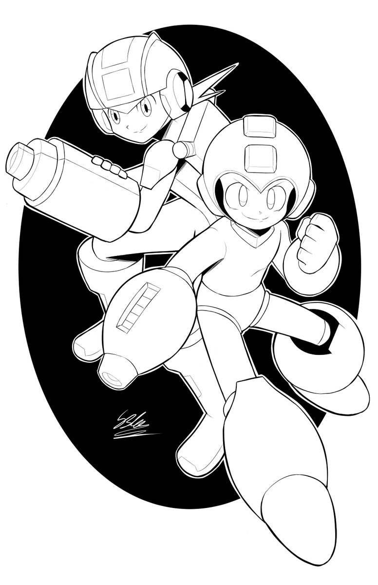 Since I Missed Rockman Day I Will Be Drawing Inking And Coloring Some Megaman Stuff All This Week Megaman Capcom Megamanexe Fanart linework WIP videogames drawing