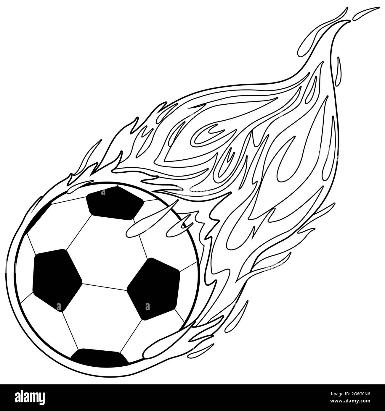 Soccer Ball On Fire Black And White Coloring Page Stock Photo Alamy