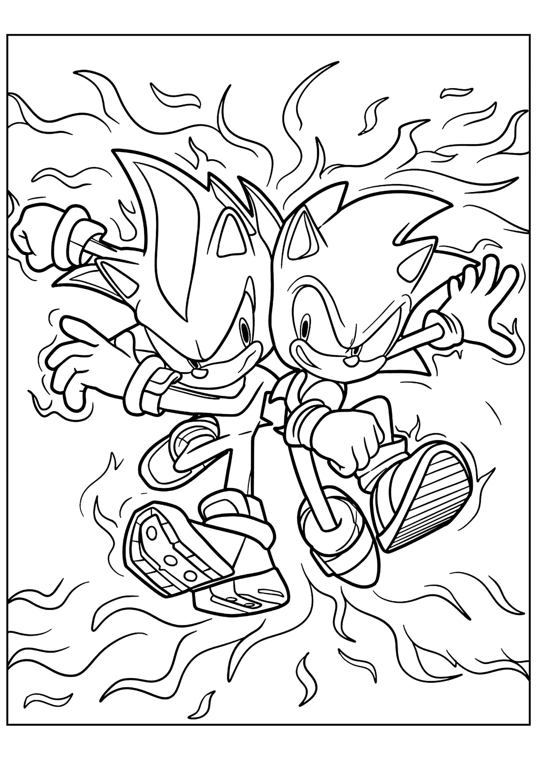 Sonic And Shadow Sonic Coloring Pages